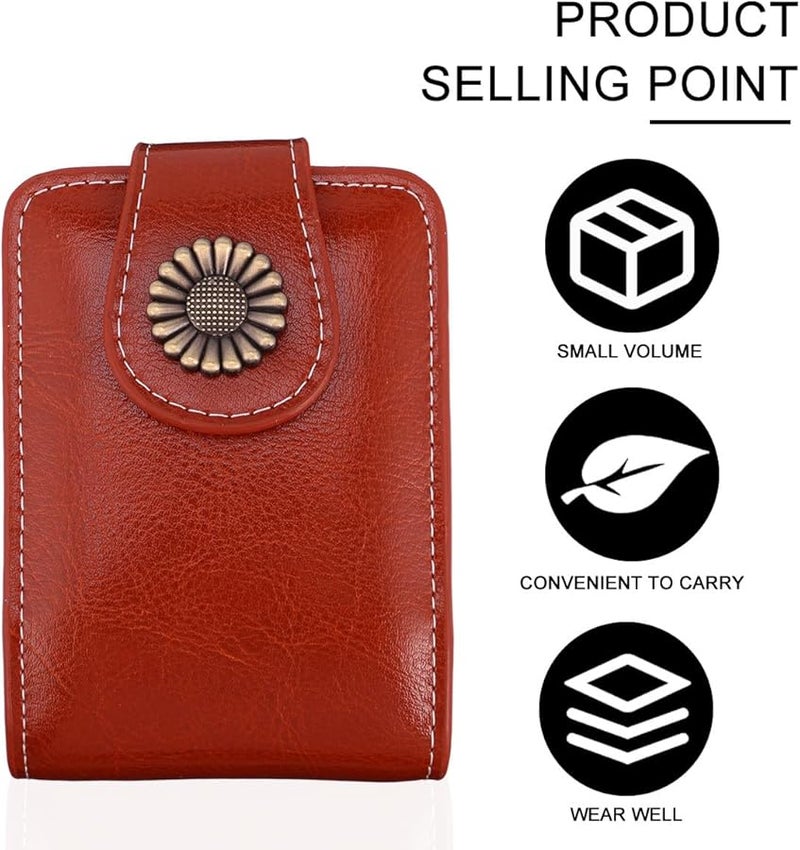 Wine Red Pu Leather Lipstick Case With Mirror For Travel Makeup Storage - Image 3